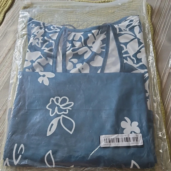 Floral Print Tunic White on Green V Neck Sleeveless Stretch Women 3XL (US 18) - Picture 5 of 5